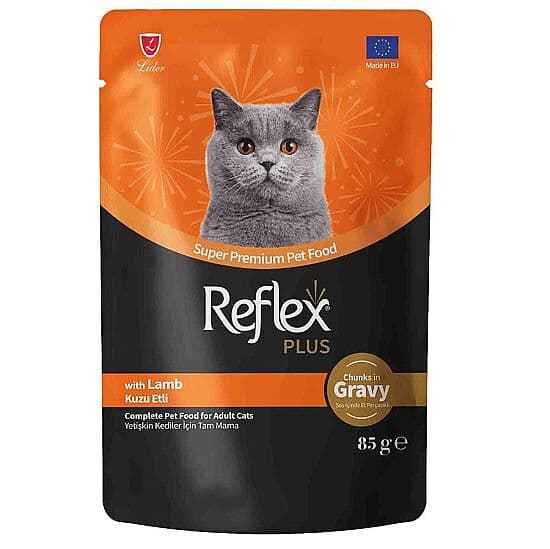 Reflex Plus Pouch Gravy Kuzu Etli Soslu Kedi Yaş Maması 85 Gr